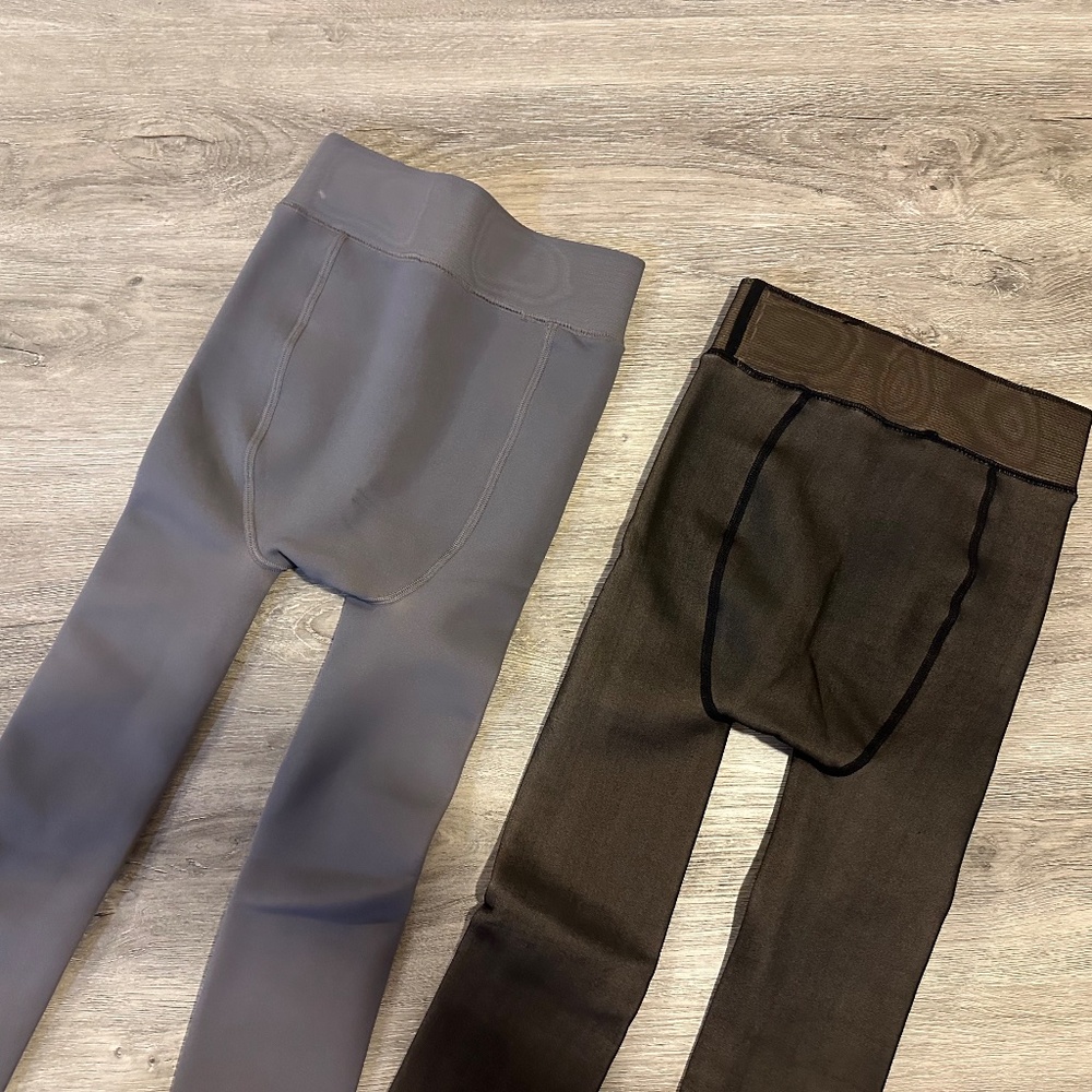 ComfyCo Warm Fleeced Lined Tights - 2 Pairs (Gray & Black) - Picture 5 of 11